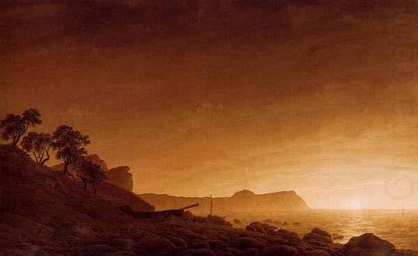 Caspar David Friedrich Blick auf Arkona mit aufgehendem Mond und Netzen oil painting picture